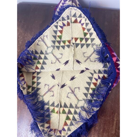 Handmade Toddler Alpaca Wool Poncho with Fringe Hooded Colorful Boho Toddler - Picture 6 of 11